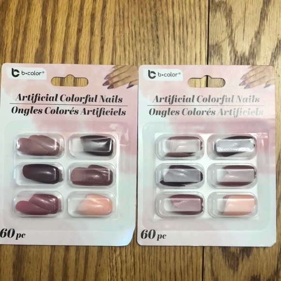 b color Other - NWT (2) 60pc Artificial Stiletto Nails- pink, mauve, nude, neutral, berry